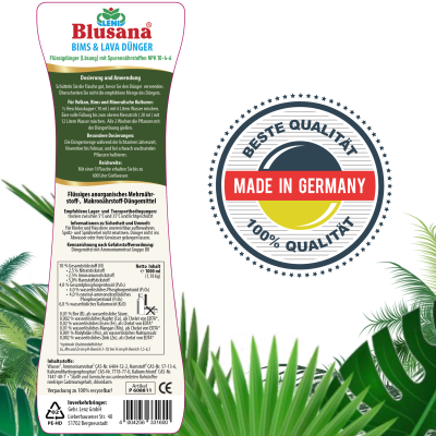 Blusana Fl&uuml;ssig D&uuml;nger Bims & Lava 1 l Flasche