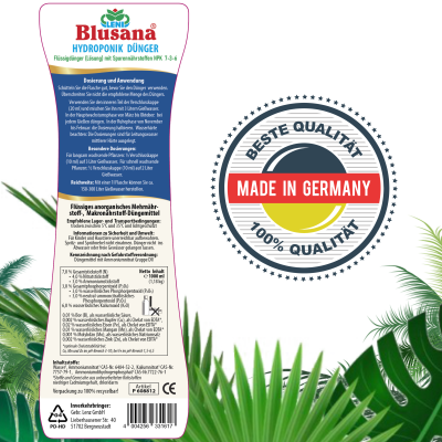 Blusana Fl&uuml;ssig D&uuml;nger Hydroponik 1 l Flasche