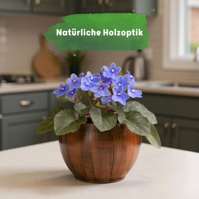 Bali Blumentopf Keramik Holzdekor