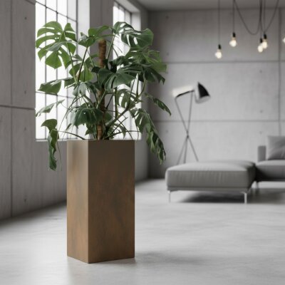 Elegance S&auml;ule quadratisch 40/75 Hydro, Glatt matt Edelrost-Optik