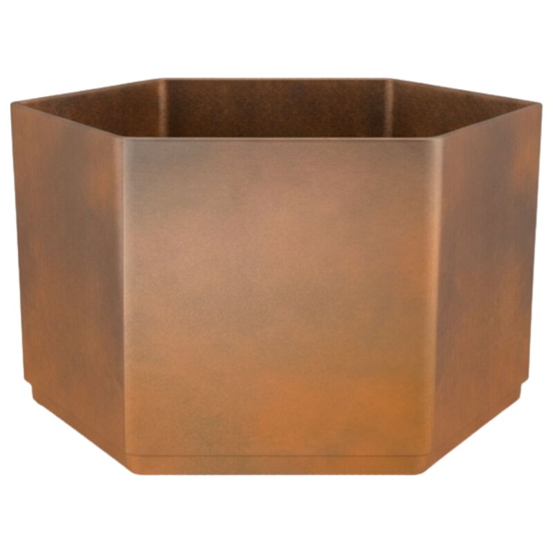 Sauerland Pflanzgef&auml;&szlig; sechseckig 40, Glatt matt Cortenstahl-Optik