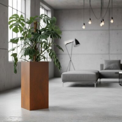 Elegance S&auml;ule quadratisch 40/75, Glatt matt Cortenstahl-Optik