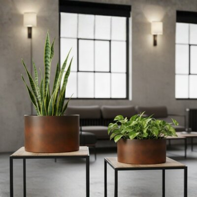 Elegance Tischgef&auml;&szlig; rund 37/21, Glatt matt Cortenstahl-Optik